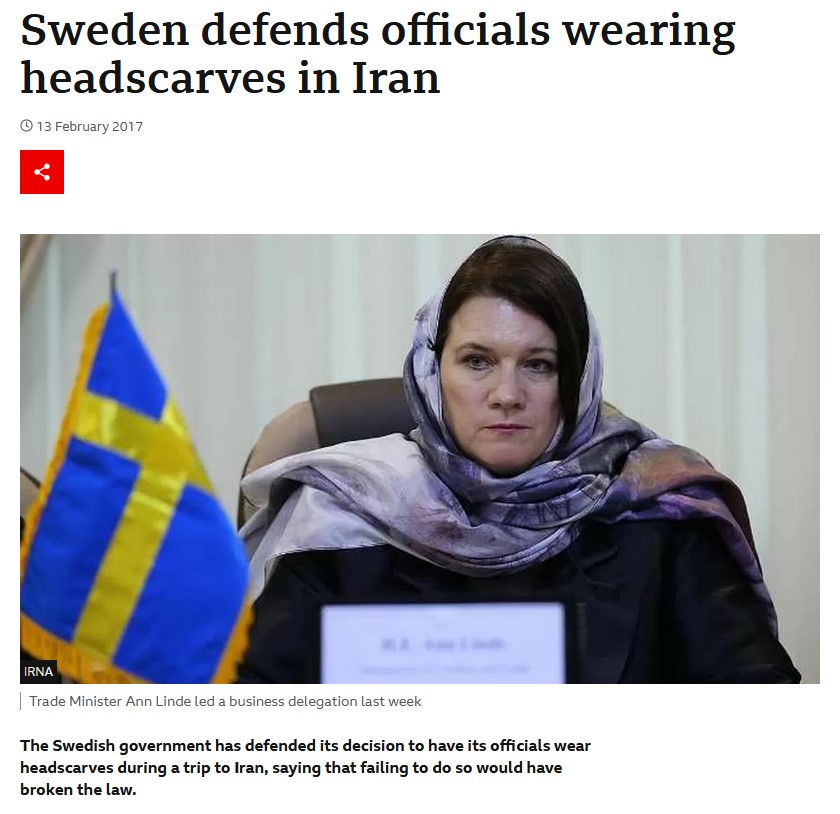 Ann Linde i sharia-huckle