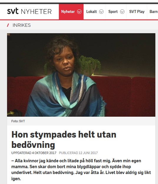 SVT-nyhet om stympning utan bedövning