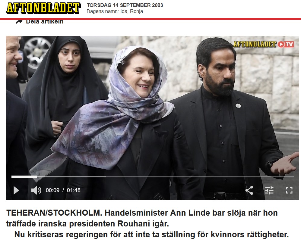 Ann Linde i sharia-huckle